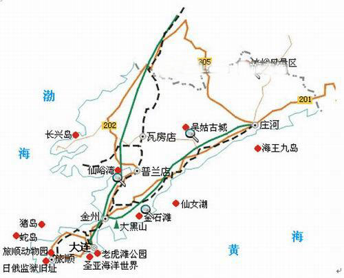 大连主要景点地图